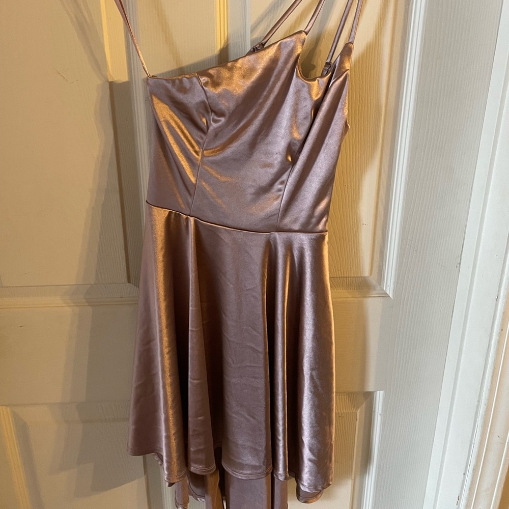 City Studio One Shoulder Pink Satin Dress